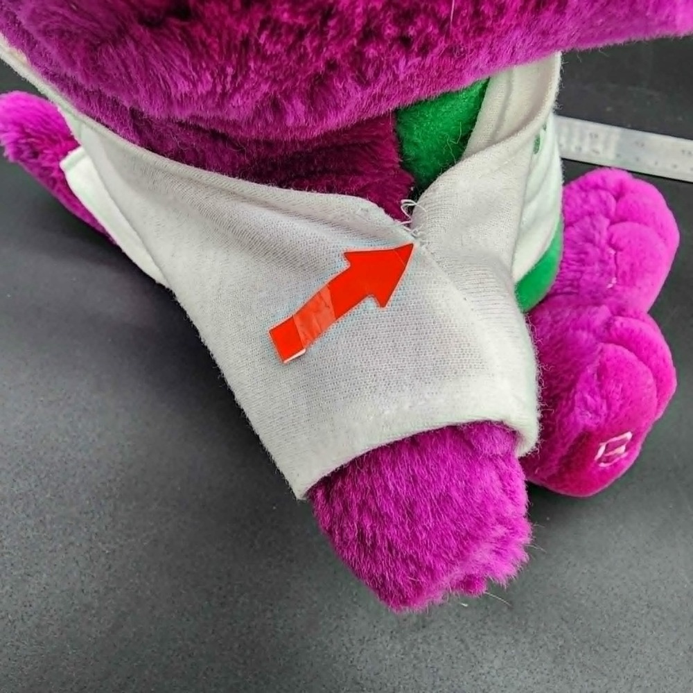 Barney 1992 Plush Purple Dinosaur White Shirt Vintage 90s Toy Lyons Group 11" - Picture 7 of 14
